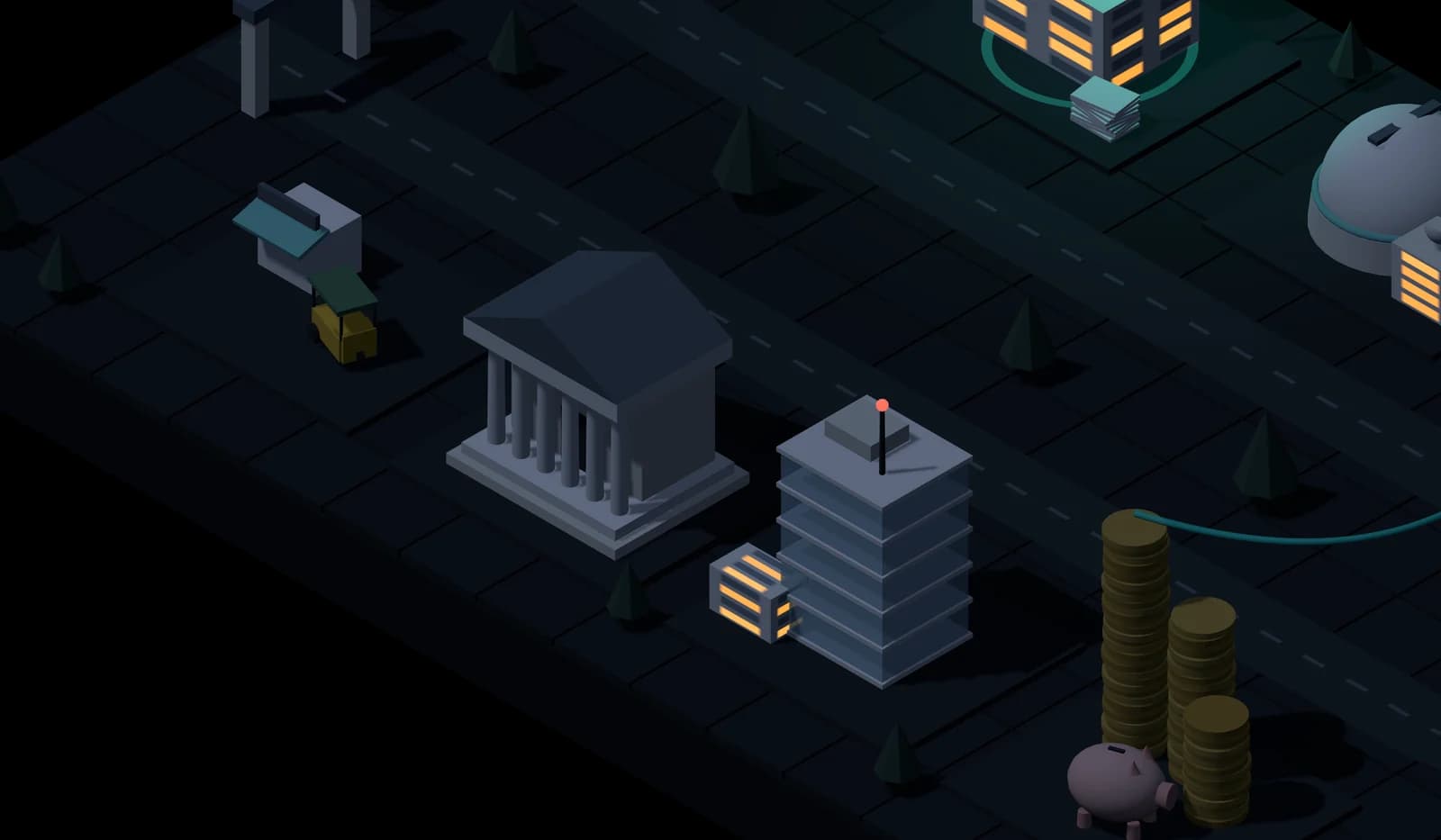 Close-up of the city's bank and glass office, the data years at Citigroup and B2Brain